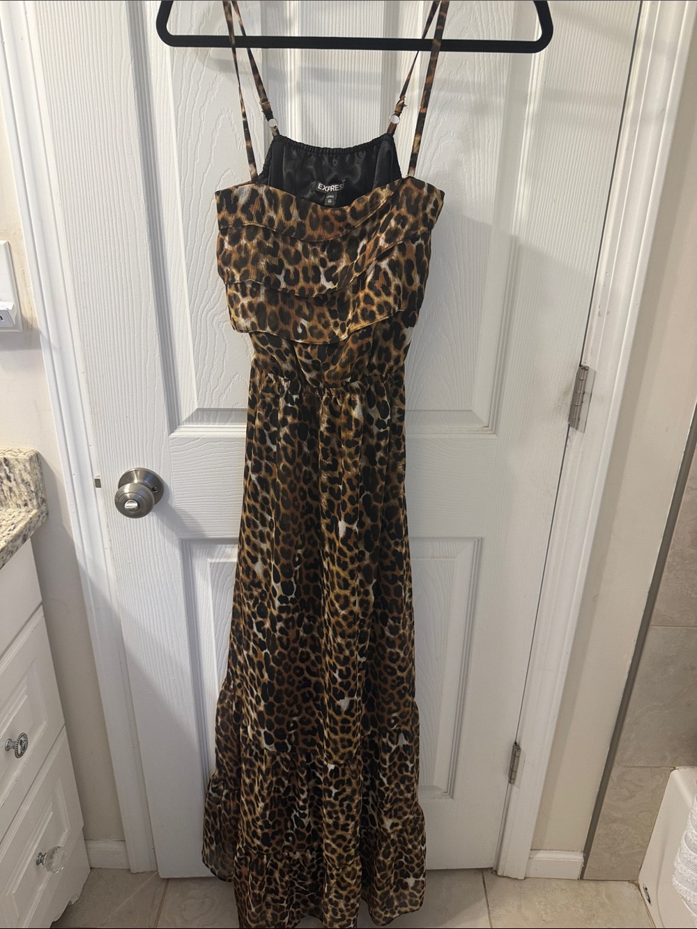 Express Leopard Print Maxi Dress in Brown and Black